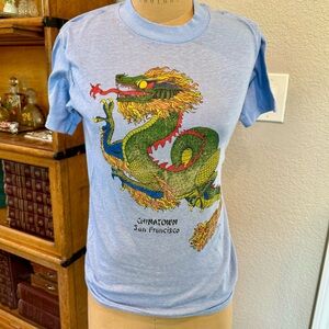 FINAL PRICE Vintage Chinatown San Francisco California Dragon Tee TShirt ‘79 XXS